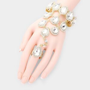 Bracelet Ring Combo Clear Crystal Rhinestone Pave Evening